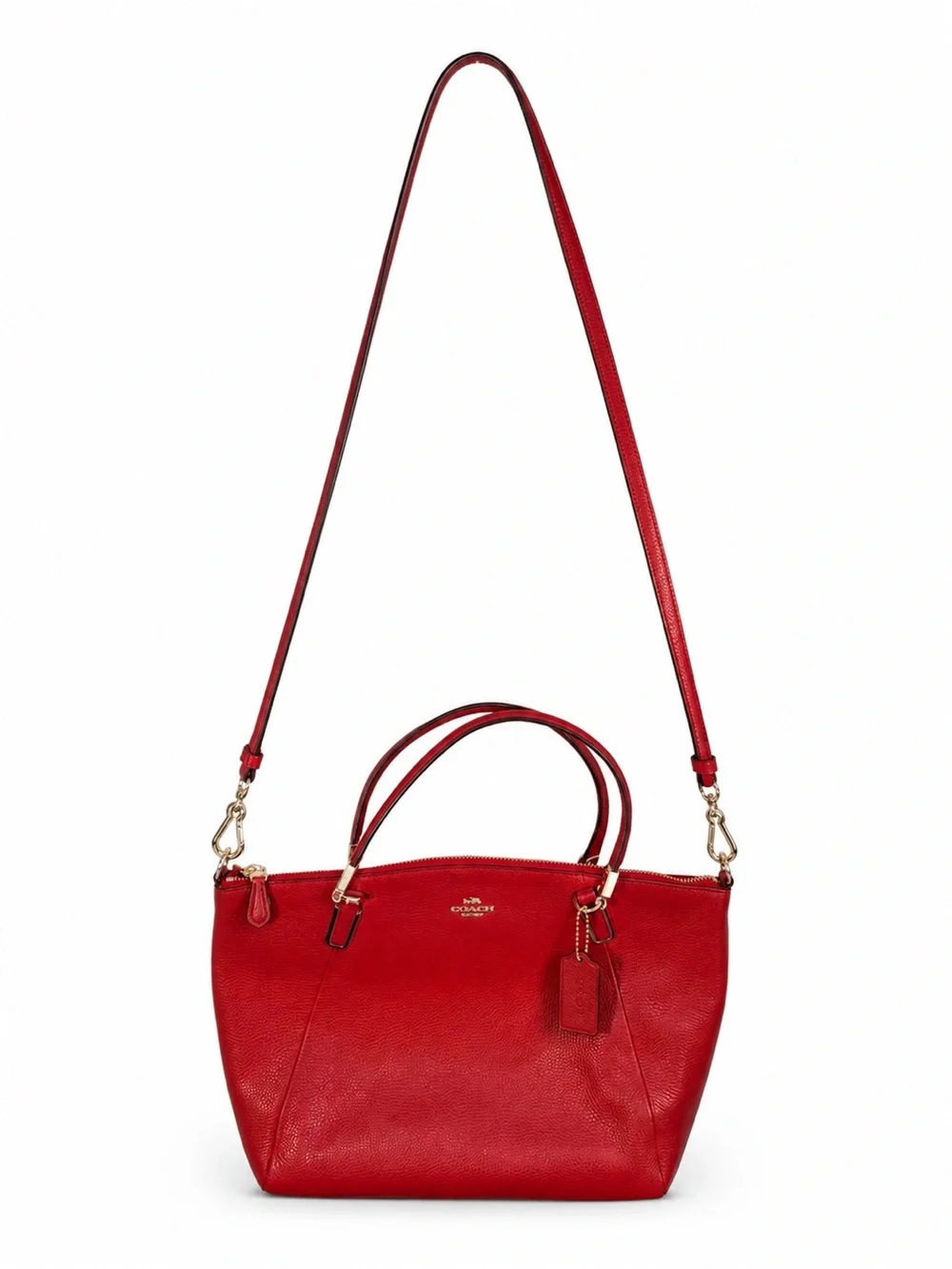 COACH Small Kelsey Satchel Crossbody Red Currant Pebbled Leather F33733
